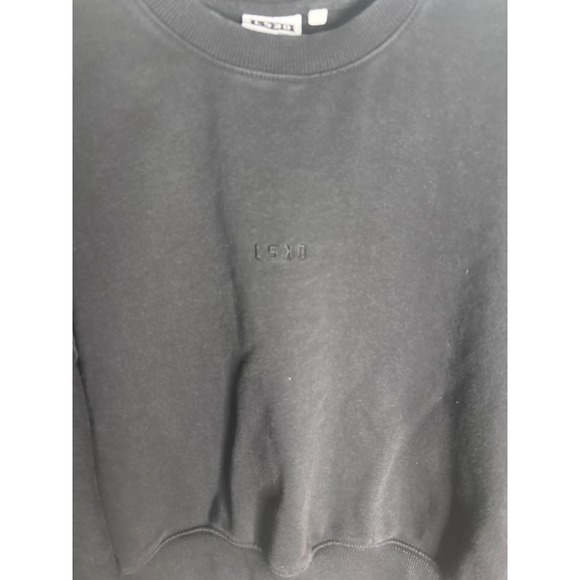 LSDKD Black Crewneck Cropped Sweatshirt Long Sleeve Casual Size S - Picture 2 of 7